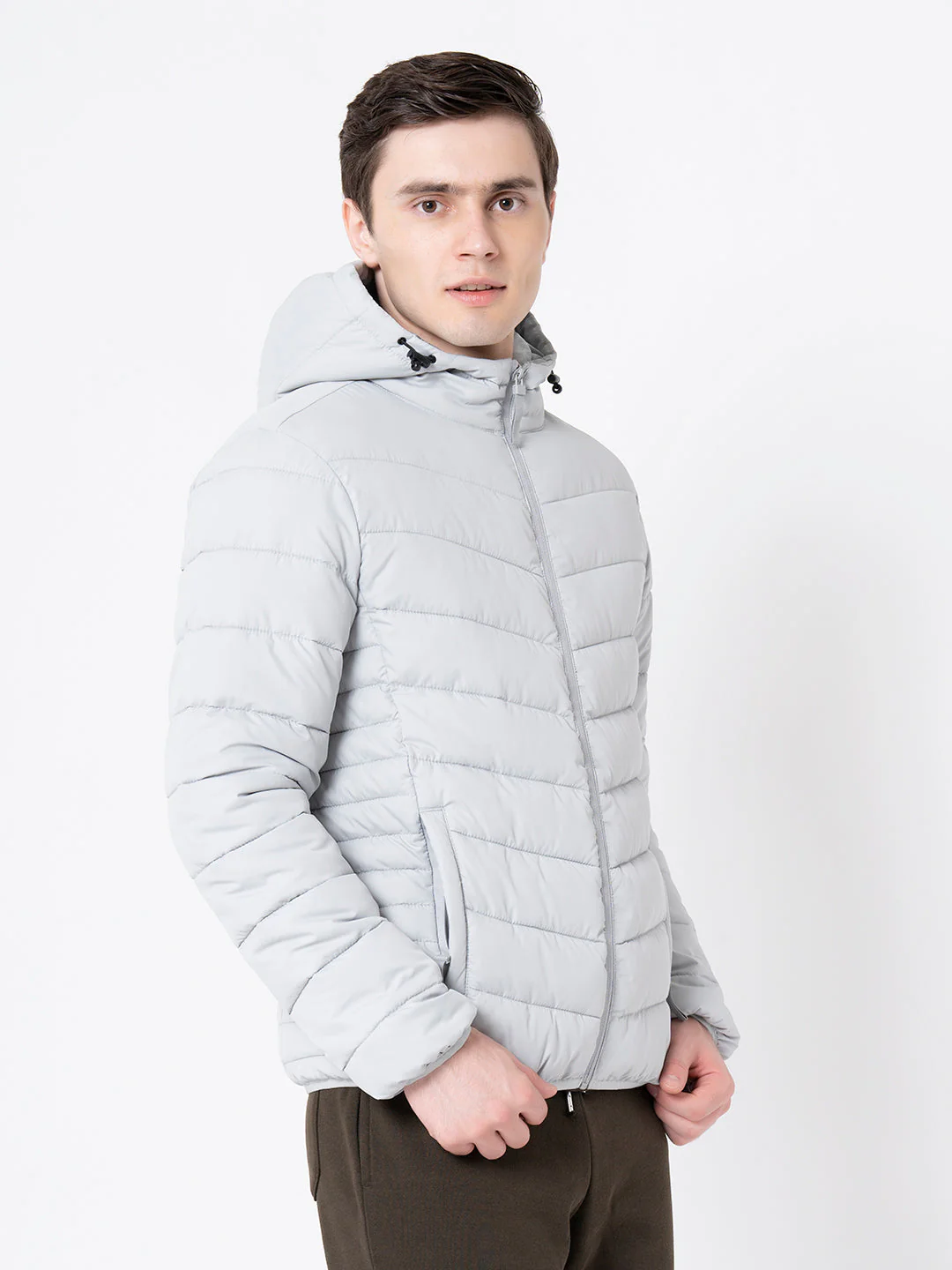 Men's Grey Solid Jacket - Image 6