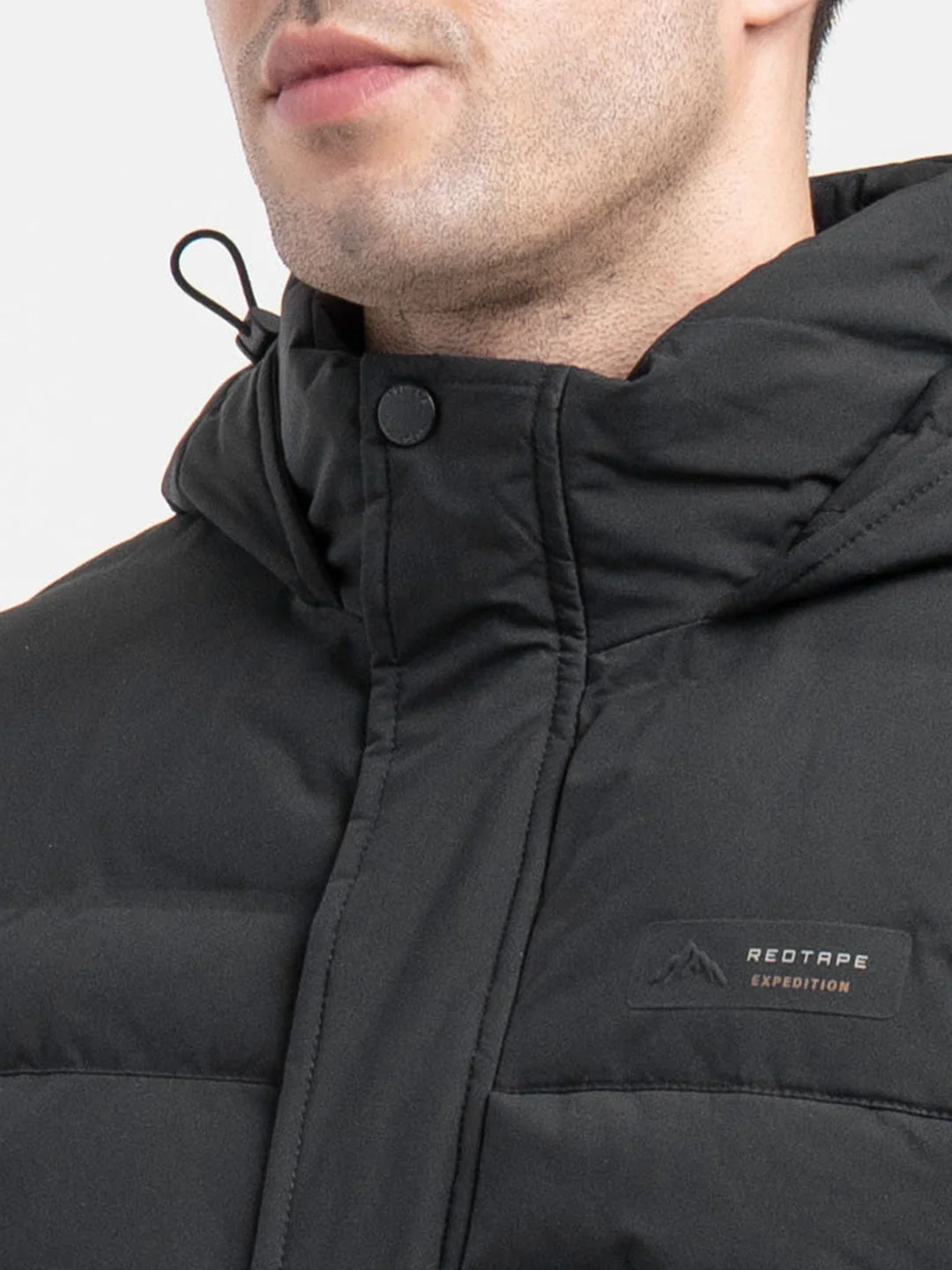 Mens Hooded Winter Black Jacket | White Utility Comfort - Image 5