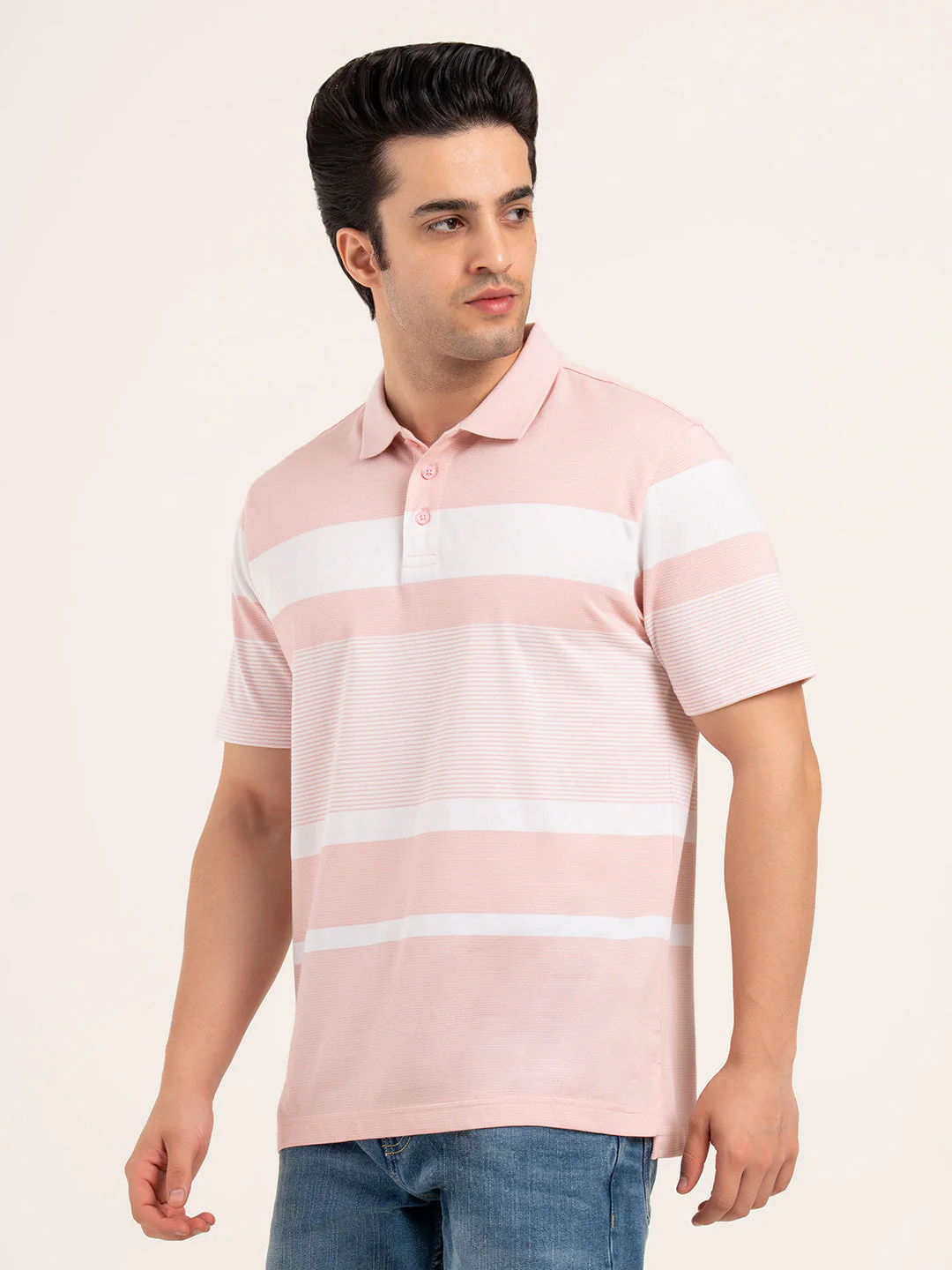 Men’s Horizontal Stripe Polo T-Shirt - Image 4
