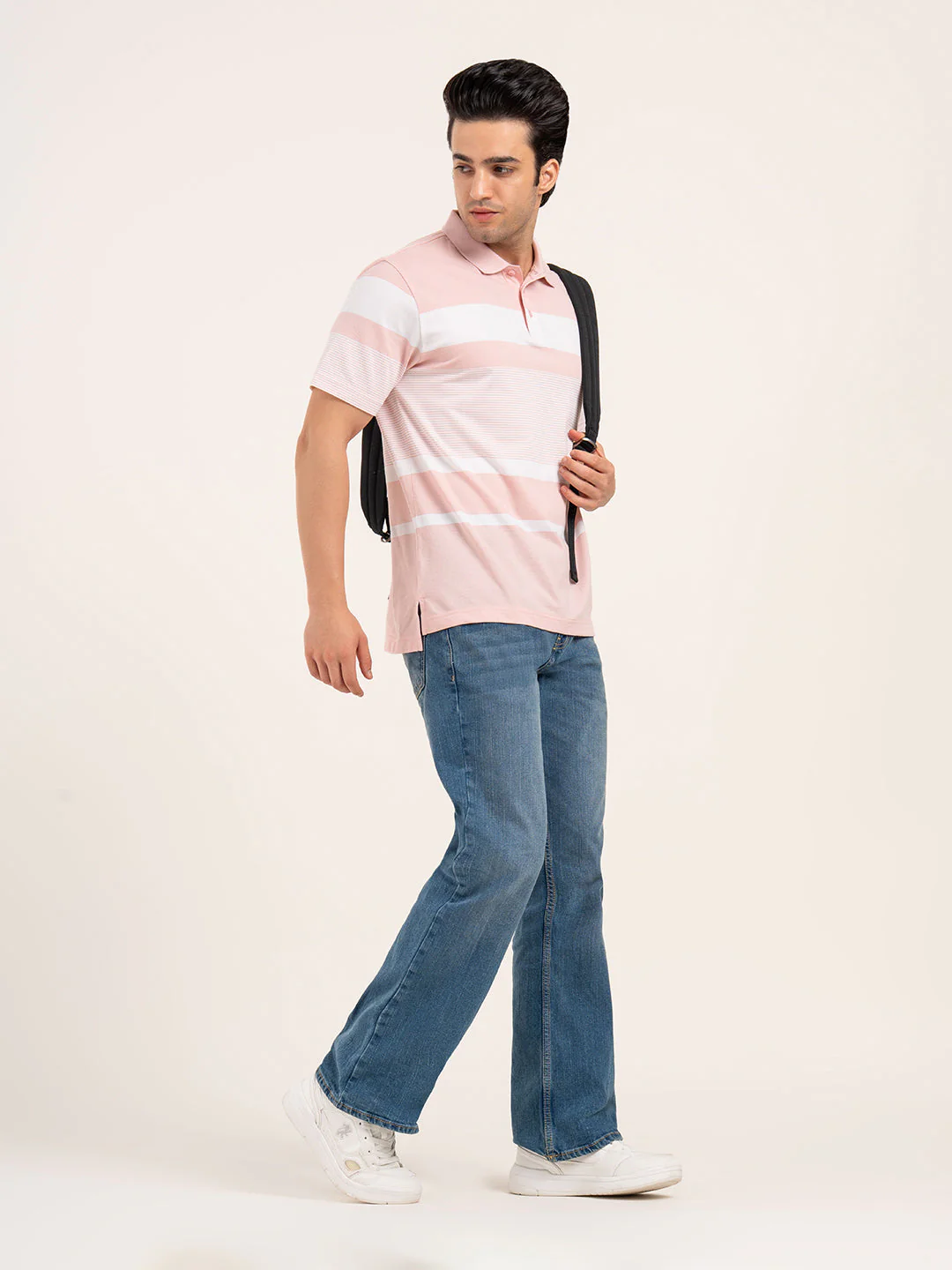 Men’s Horizontal Stripe Polo T-Shirt - Image 7