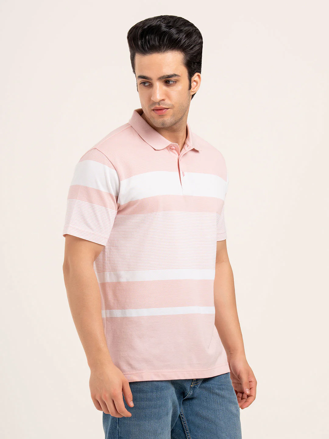 Men’s Horizontal Stripe Polo T-Shirt - Image 8