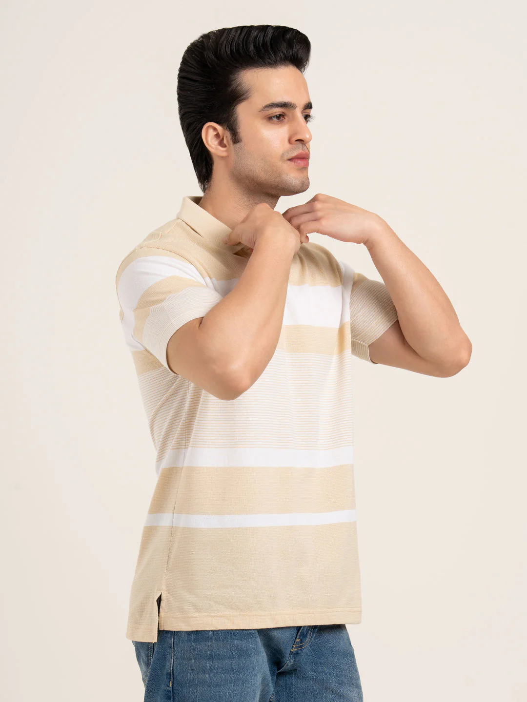 Menâ€™s Horizontal Stripe Polo T-Shirt - Image 8