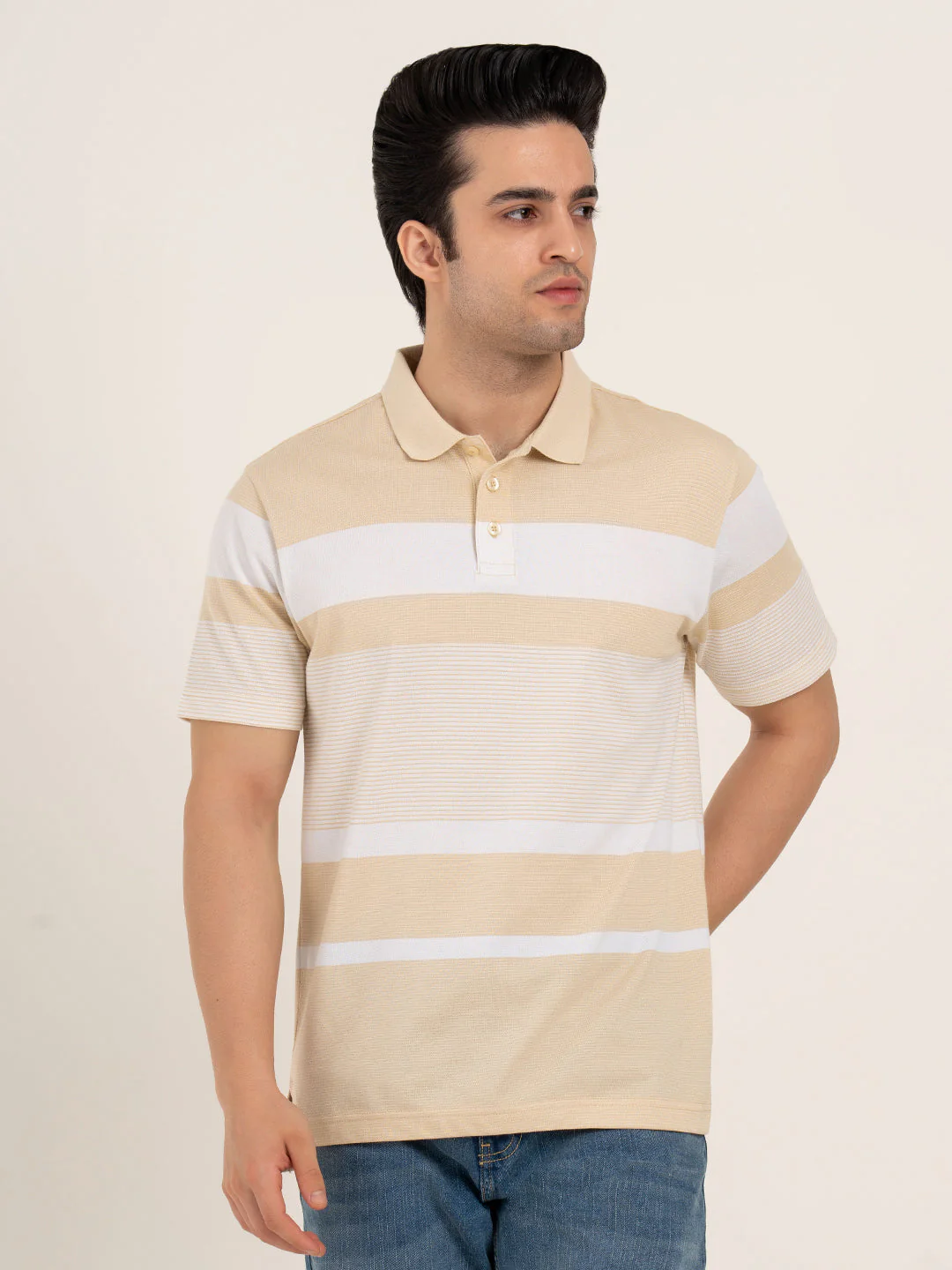 Menâ€™s Horizontal Stripe Polo T-Shirt - Image 9