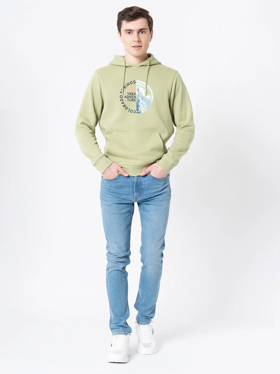 Men's Leaf Green Graphic Print Hoodie - Image 5