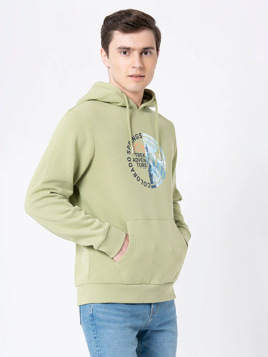 Men's Leaf Green Graphic Print Hoodie - Image 6