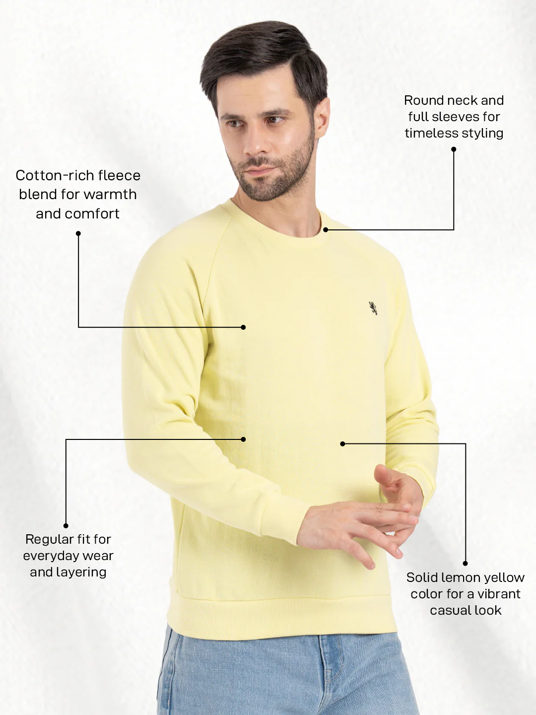 Mens Lemon Yellow Sweatshirt - Image 2