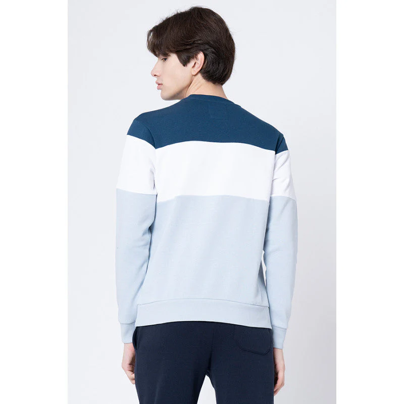 Men's Light Blue Color Block Sweatshirt - Image 3