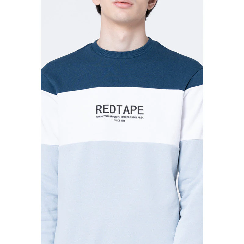 Men's Light Blue Color Block Sweatshirt - Image 4