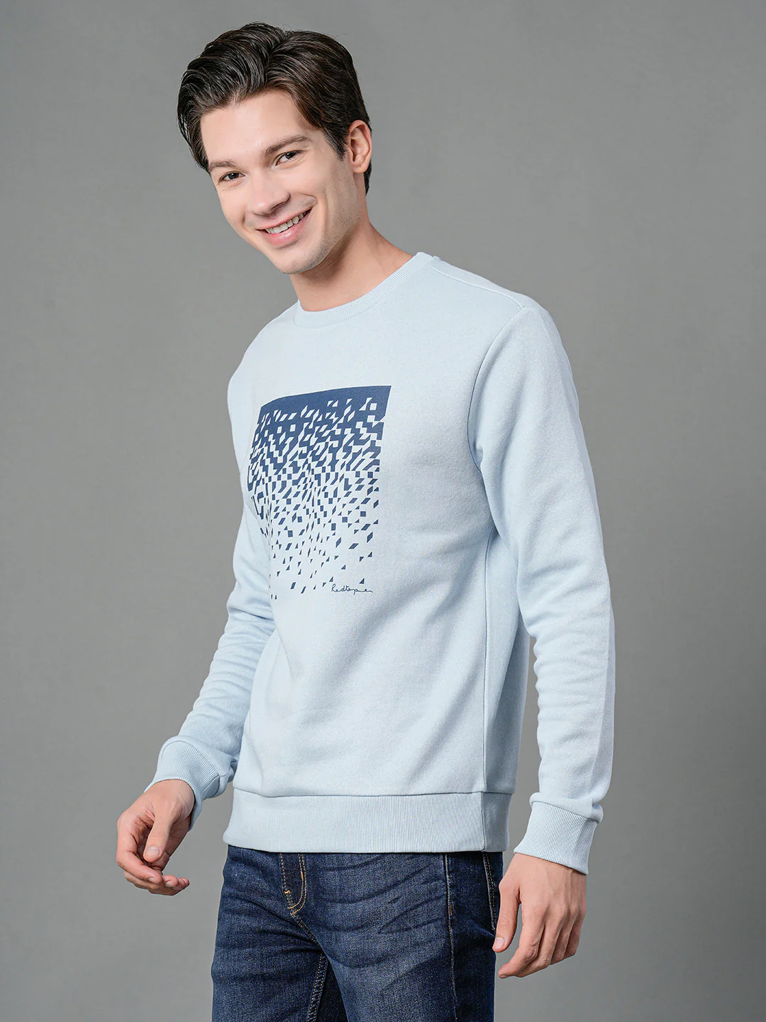 Men's Light Blue Graphic Print Sweatshirt - Image 2