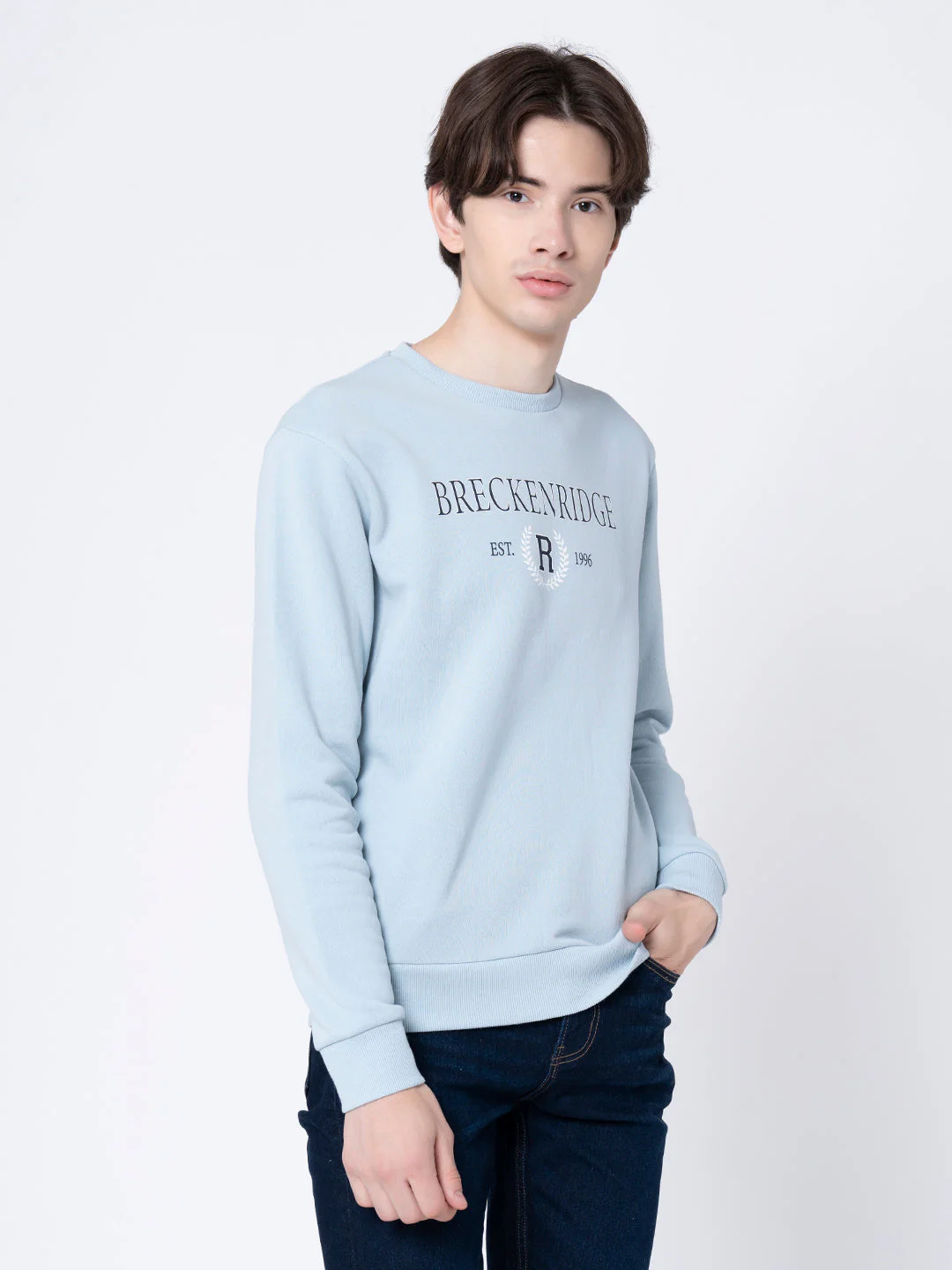 Men's Light Blue Printed Sweatshirt - Image 2