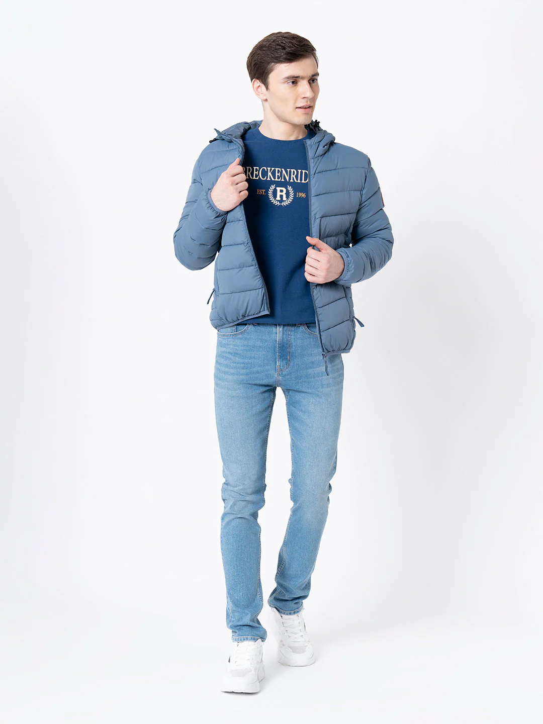 Men's Light Blue Solid Jacket - Image 5