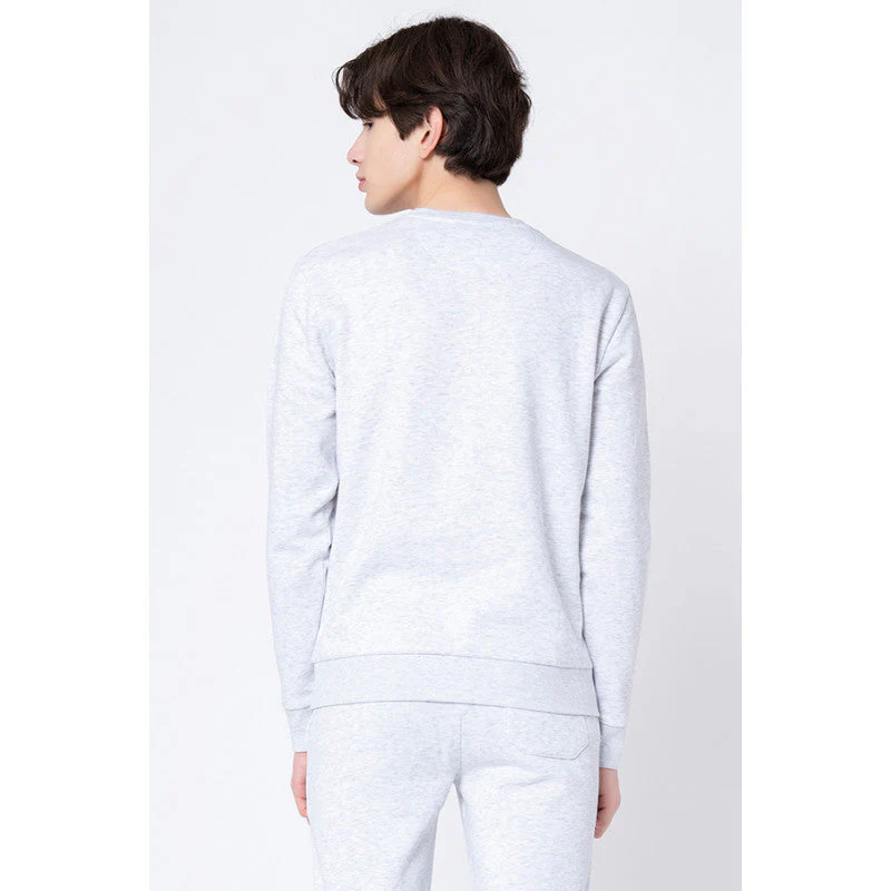 Men's Light Grey Melange Printed Sweatshirt - Image 3