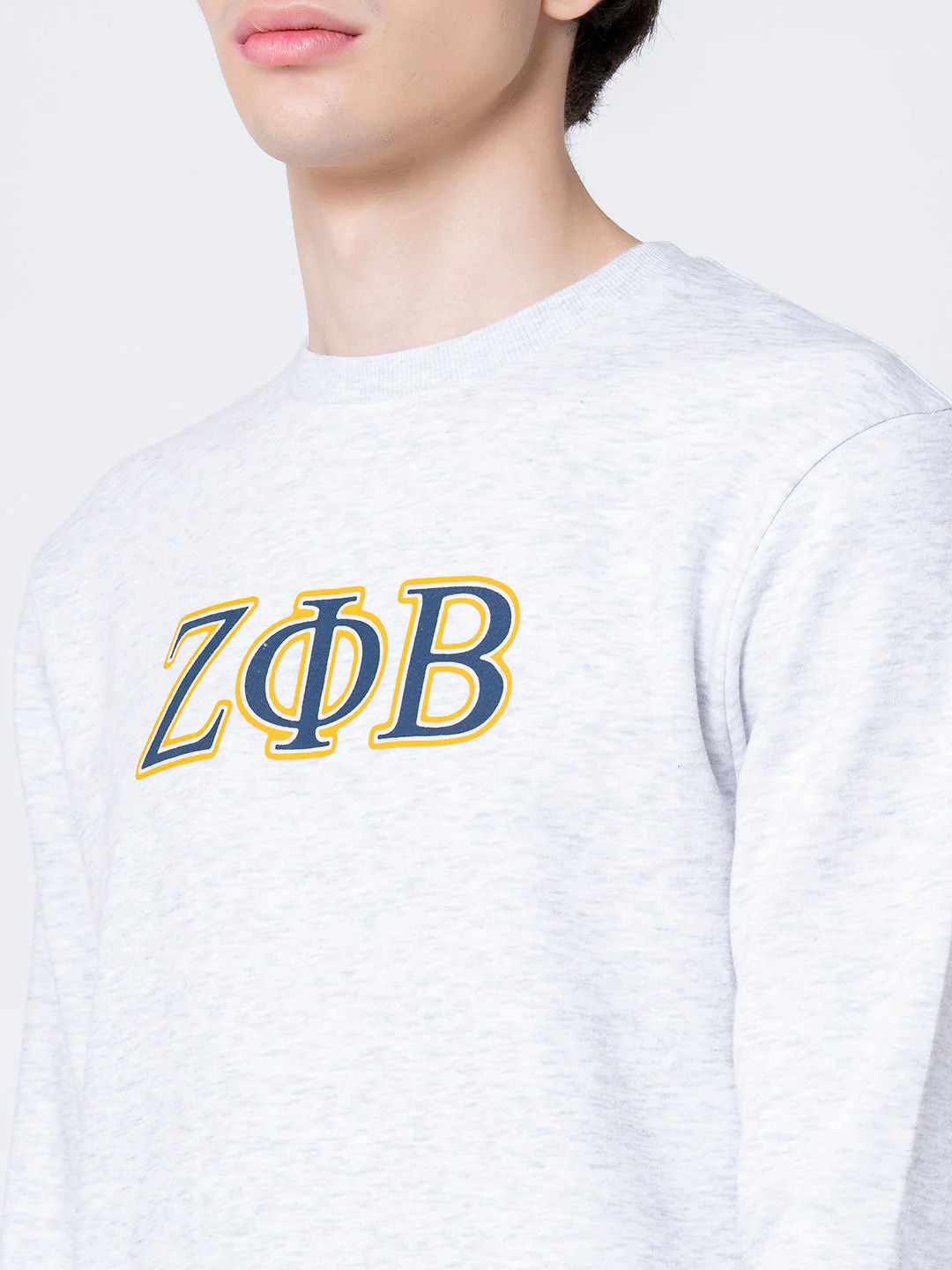 Men's Light Grey Melange Printed Sweatshirt - Image 4