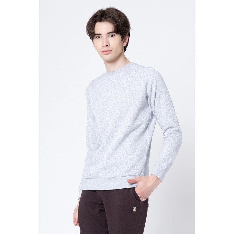 Men's Light Grey Melange Solid Sweatshirt - Image 2