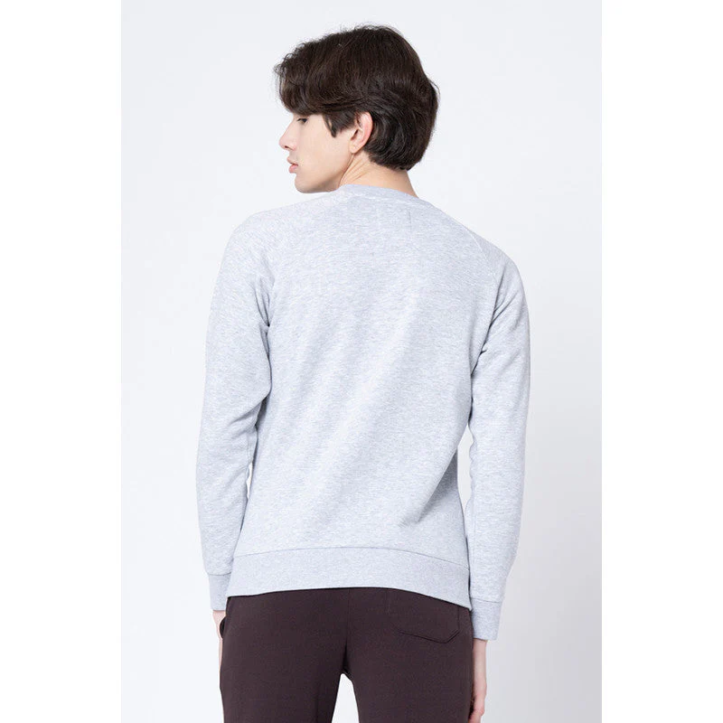 Men's Light Grey Melange Solid Sweatshirt - Image 3