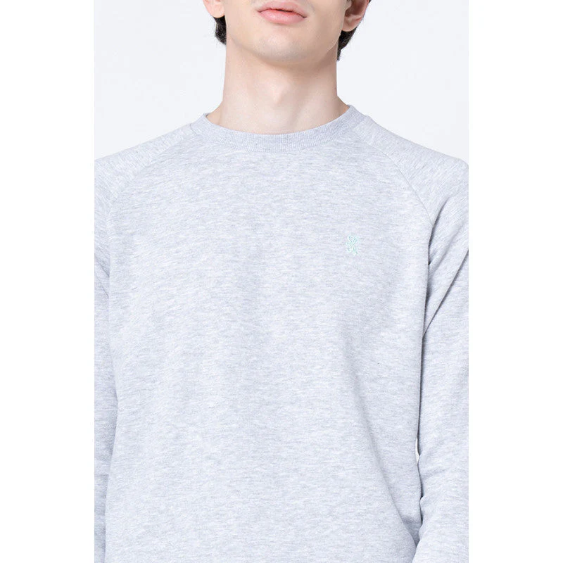 Men's Light Grey Melange Solid Sweatshirt - Image 4