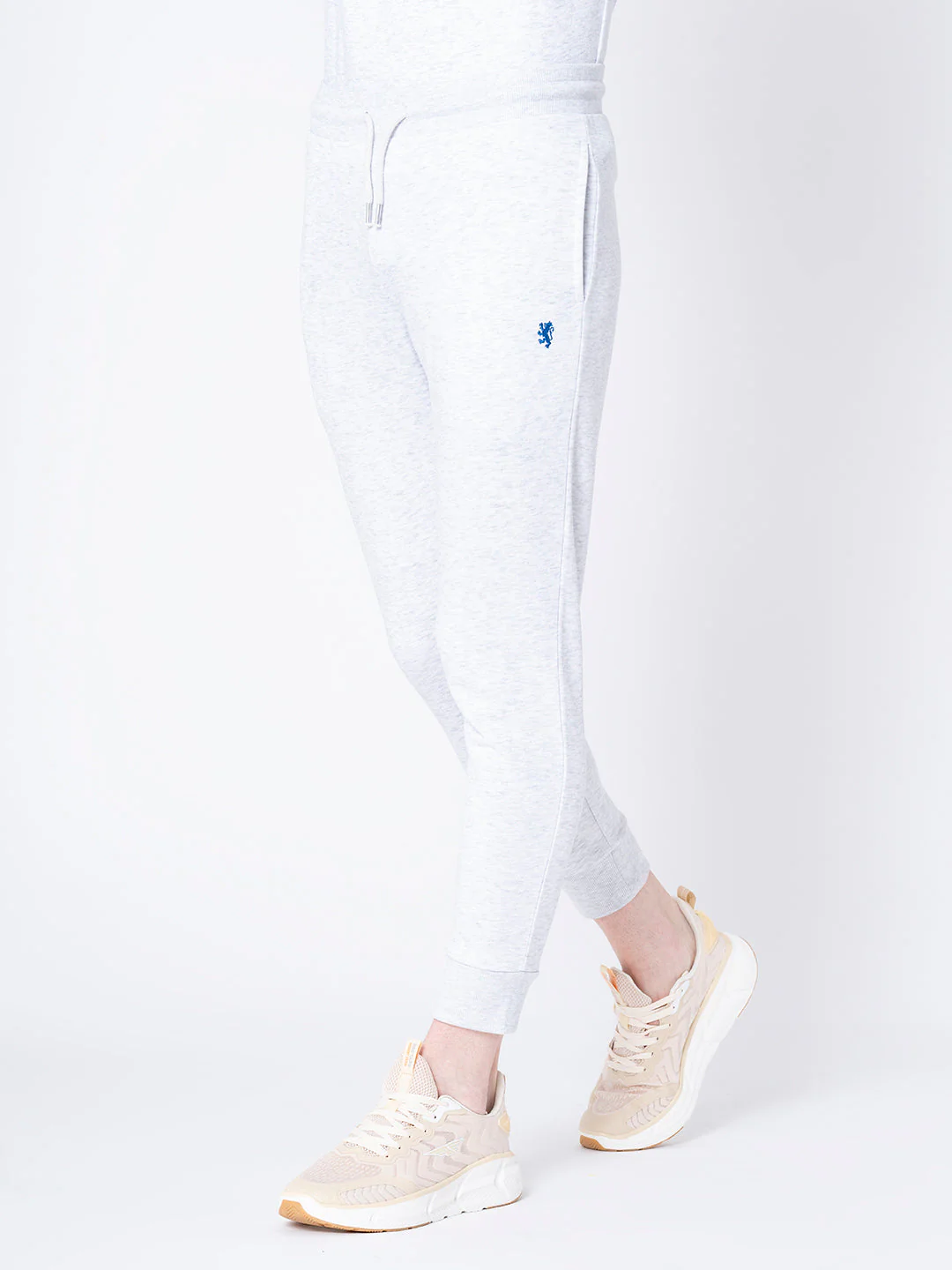 Men's Light Grey Melange Solid Jogger - Image 2