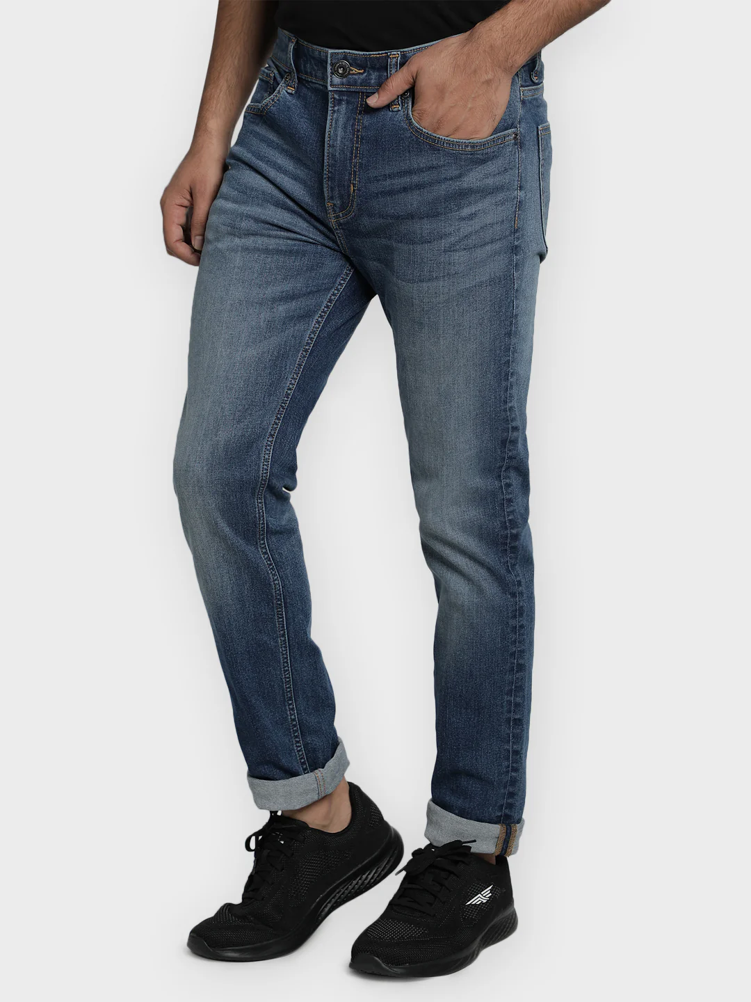 Men's Light Indigo Cotton Elastane Skinny Fit Jeans - Image 2