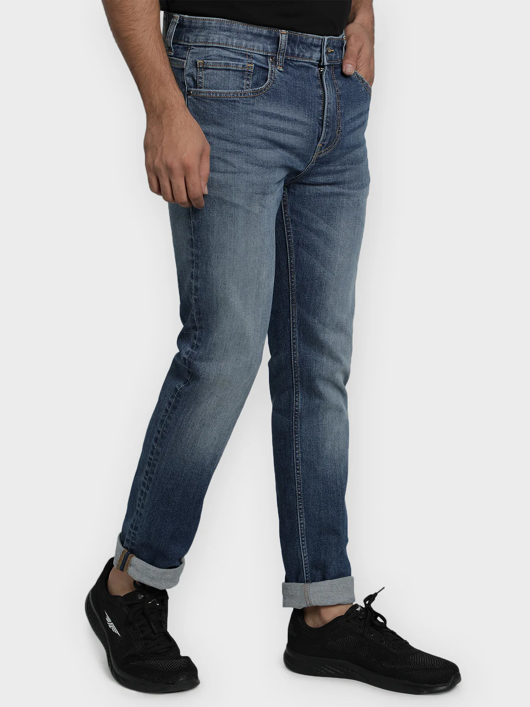 Men's Light Indigo Cotton Elastane Skinny Fit Jeans - Image 3