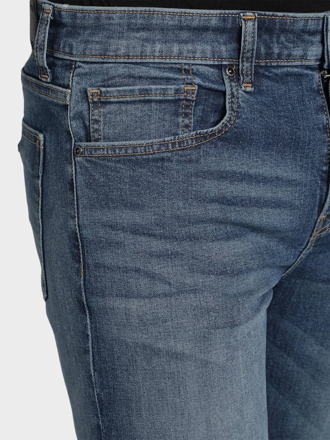 Men's Light Indigo Cotton Elastane Skinny Fit Jeans - Image 5