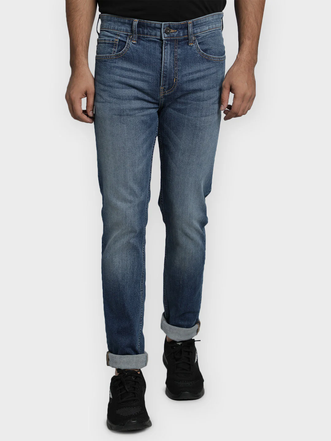 Men's Light Indigo Cotton Elastane Skinny Fit Jeans - Image 7