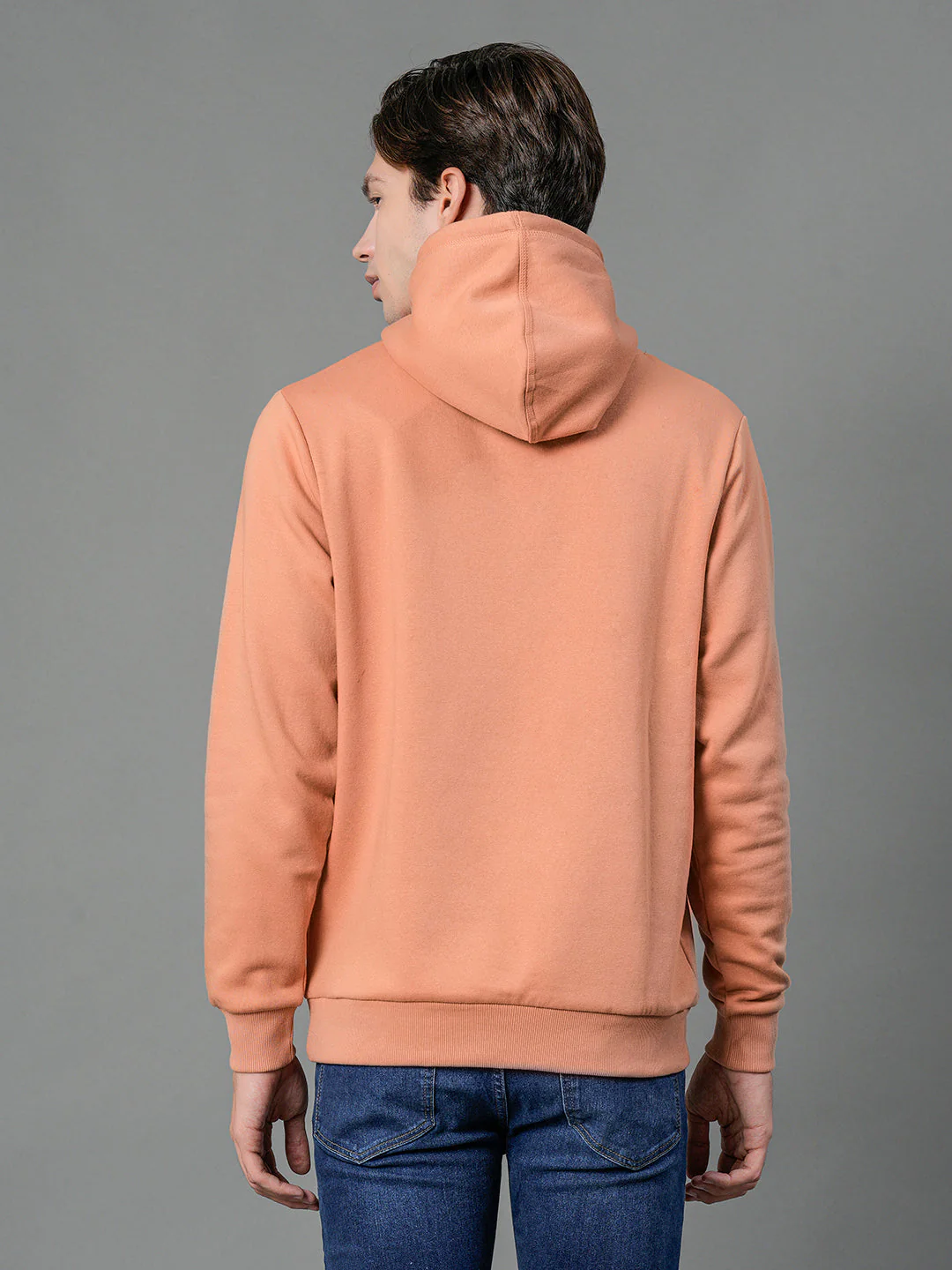 Men's Light Orange Solid Hoodie - Image 3