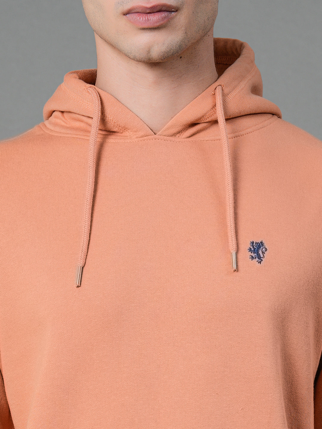Men's Light Orange Solid Hoodie - Image 4