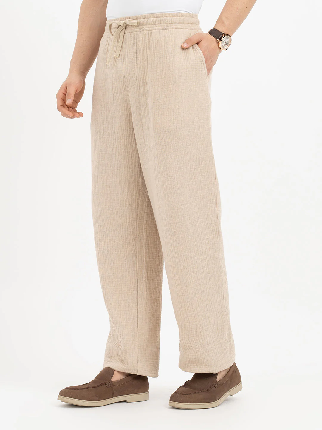 Mens Linen Pants in Sand - Image 2