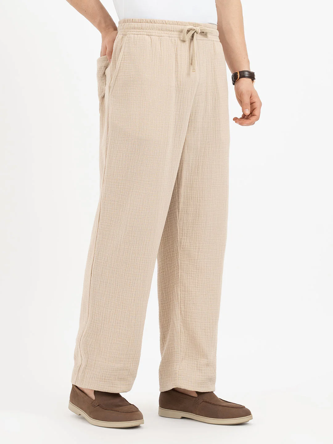 Mens Linen Pants in Sand - Image 6