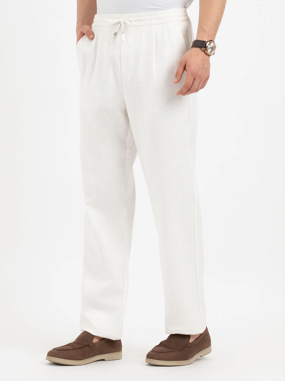 Mens Linen Pants in White - Image 2