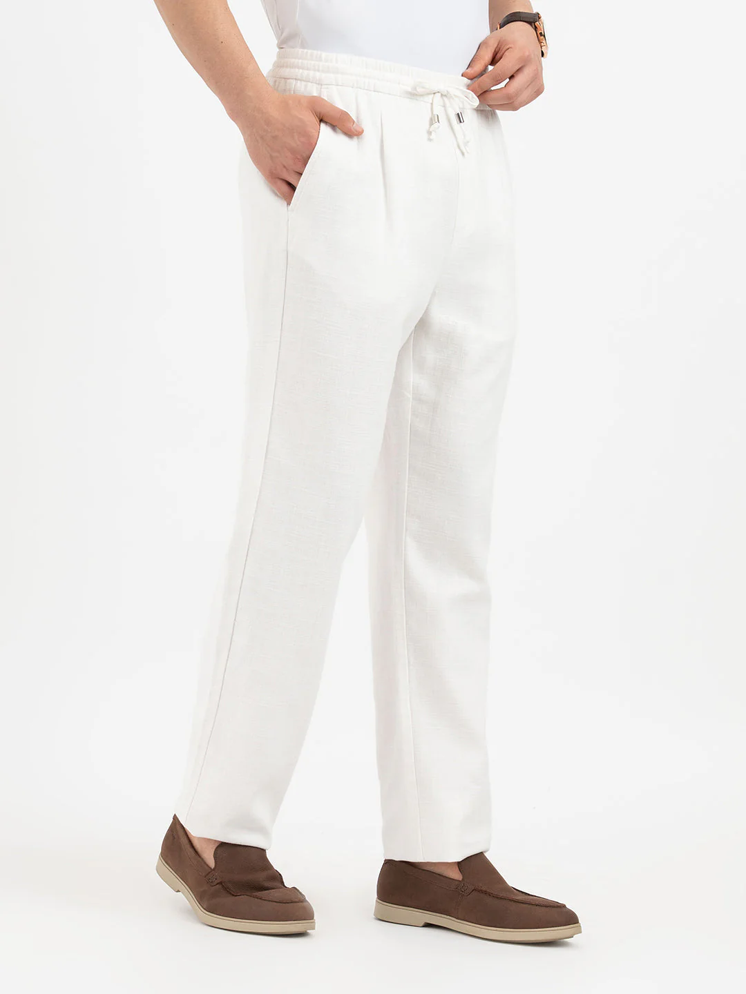 Mens Linen Pants in White - Image 5