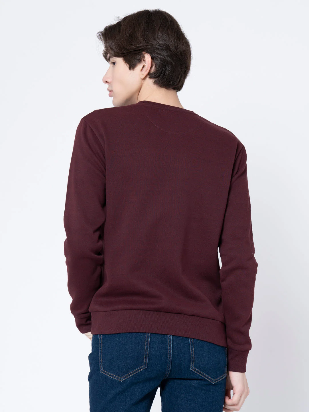 Men's Maroon Melange Printed Sweatshirt - Image 3
