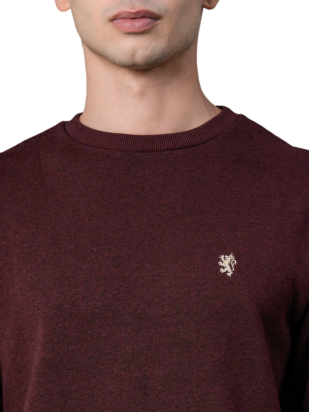 Men's Maroon Melange Solid Sweatshirt - Image 4