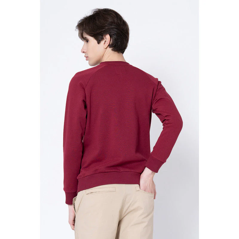 Men's Maroon Solid Sweatshirt - Image 3