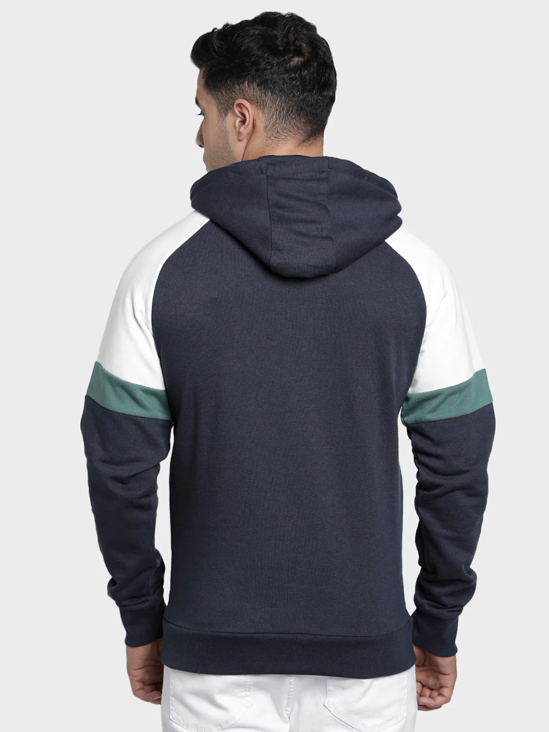 Men's Midnight Blue Color Block Cotton Polyester Sweatshirt - Image 3