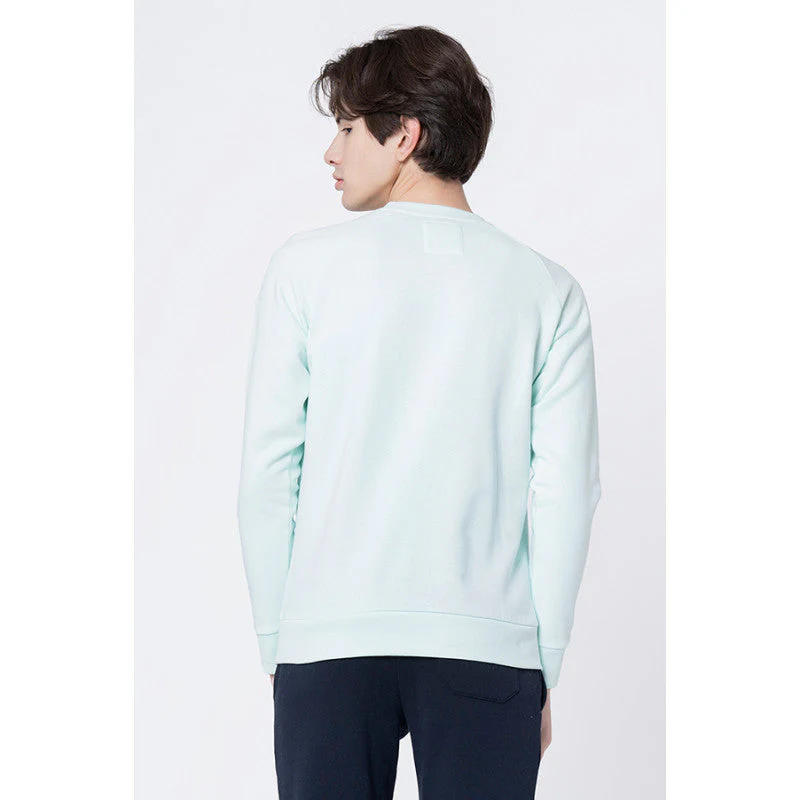 Men's Mint Blue Solid Sweatshirt - Image 3