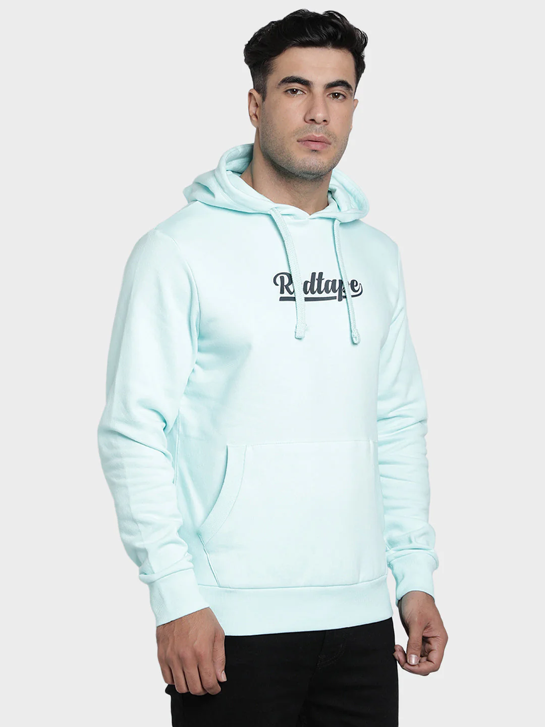 Men's Mint Green Graphic Print Cotton Poly Fleece Hoodie - Image 2