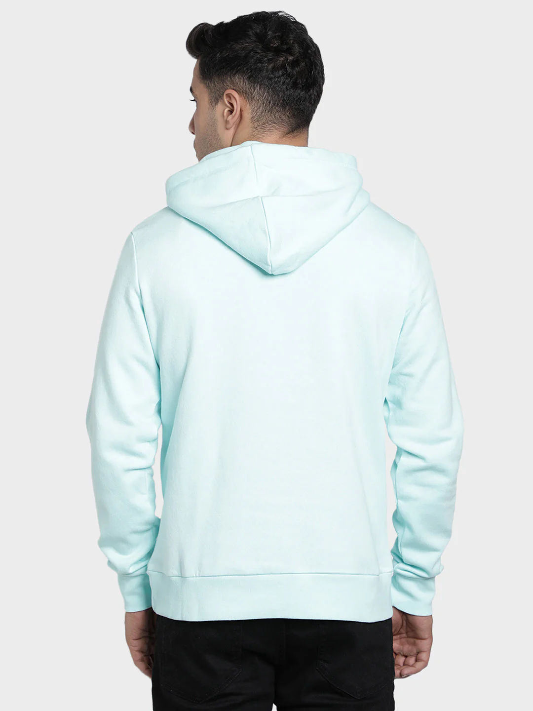 Men's Mint Green Graphic Print Cotton Poly Fleece Hoodie - Image 3