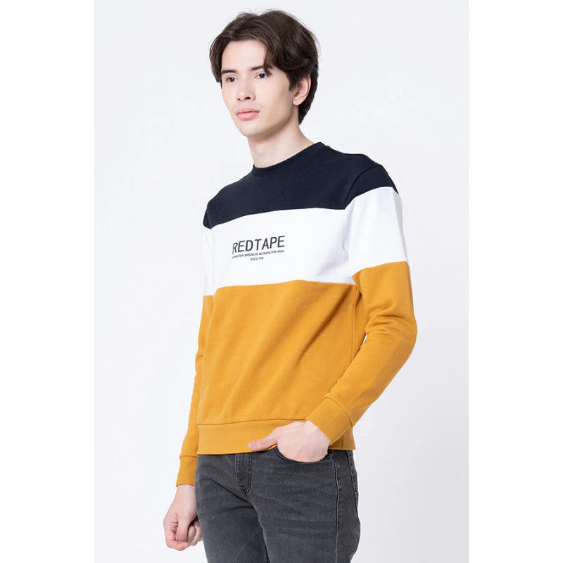 Men's Mustard Color Block Sweatshirt - Image 2