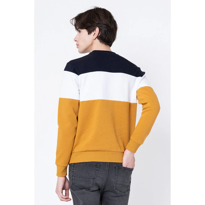 Men's Mustard Color Block Sweatshirt - Image 3
