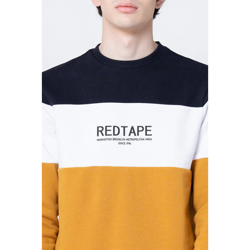 Men's Mustard Color Block Sweatshirt - Image 4