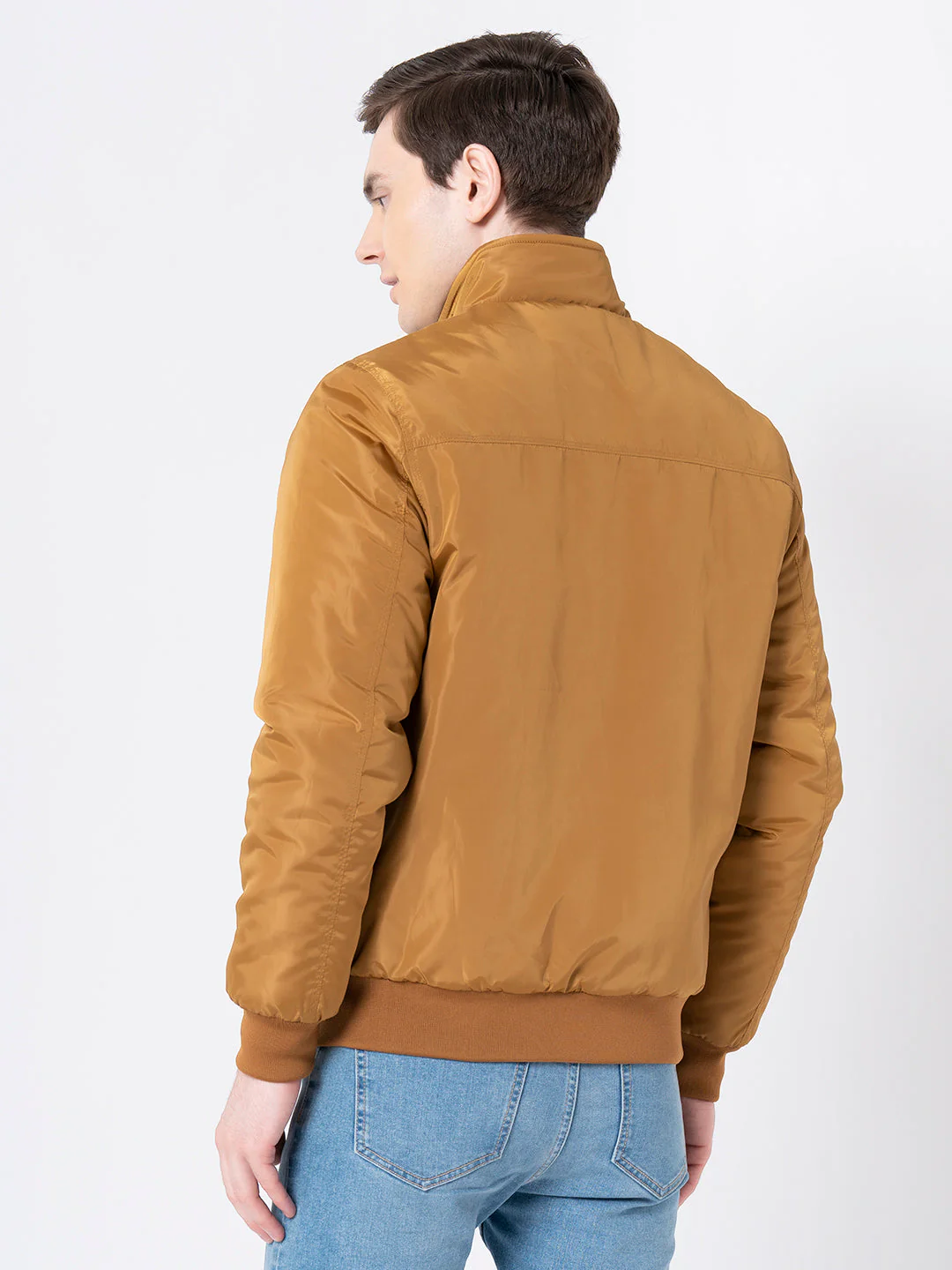 Men's Mustard Solid Jacket - Image 3