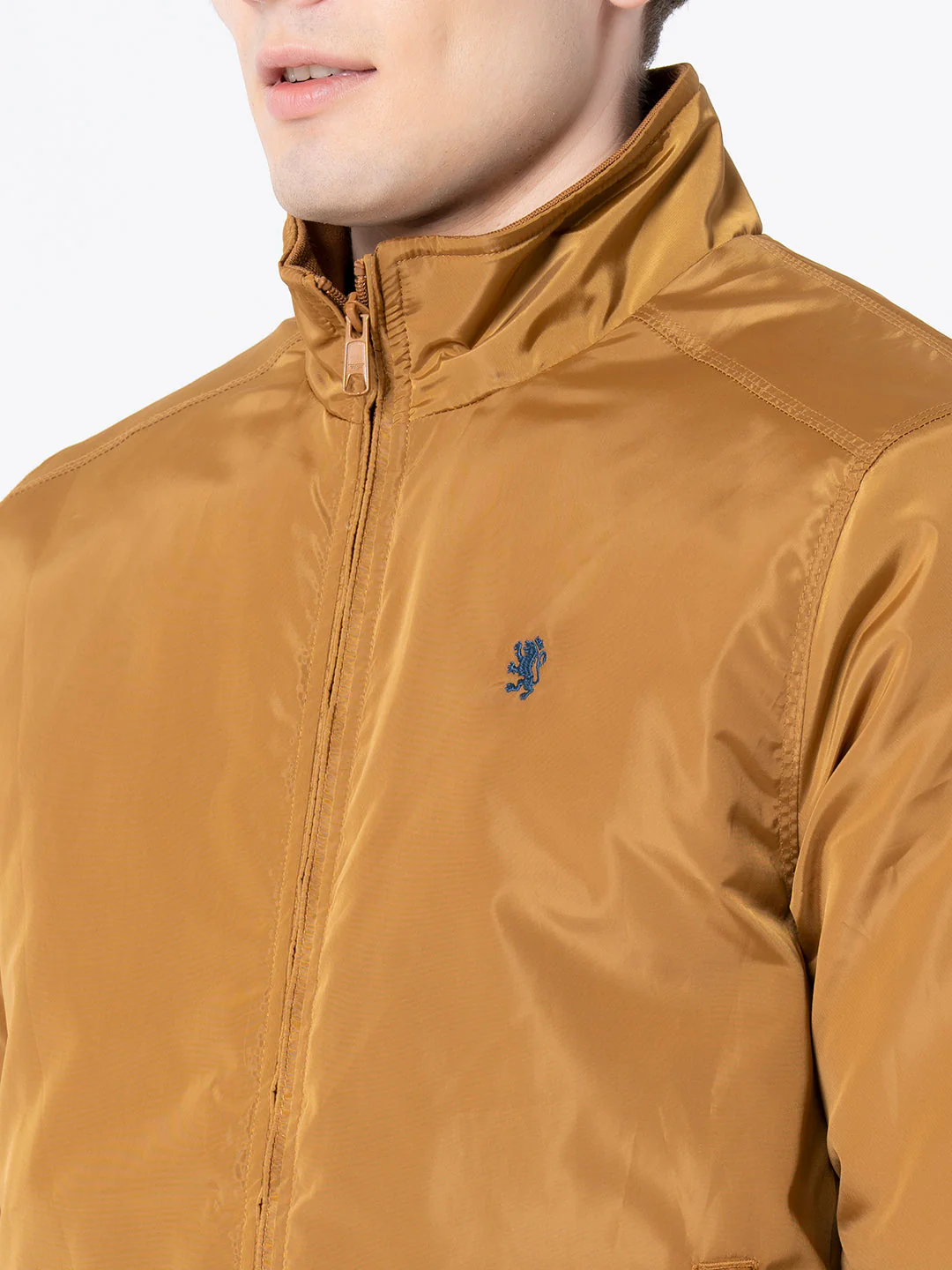 Men's Mustard Solid Jacket - Image 4