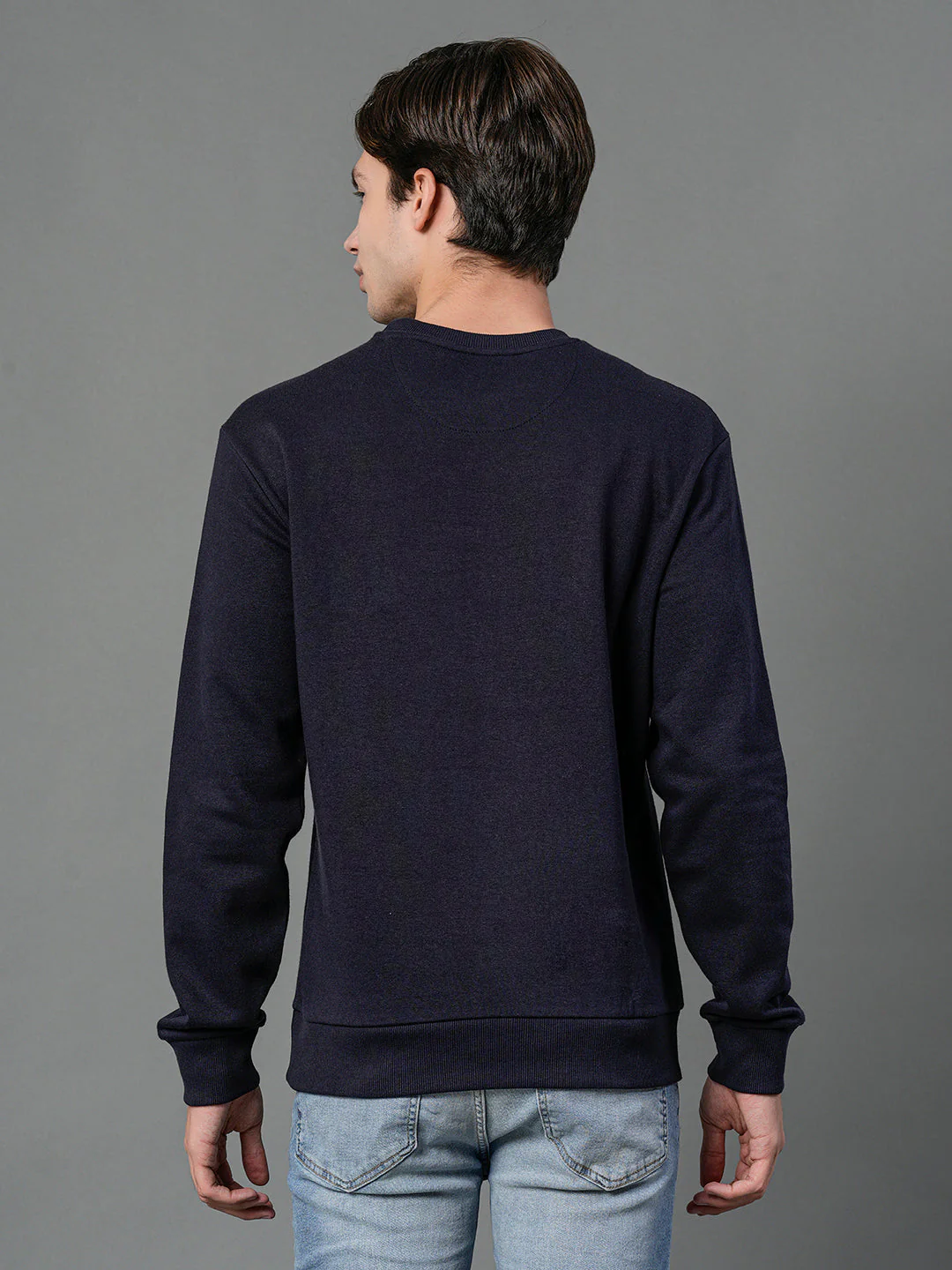 Men's Navy Blue Graphic Print Sweatshirt - Image 3