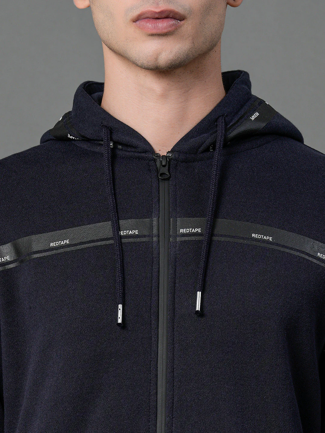 Men's Navy Blue Solid Hoodie - Image 4