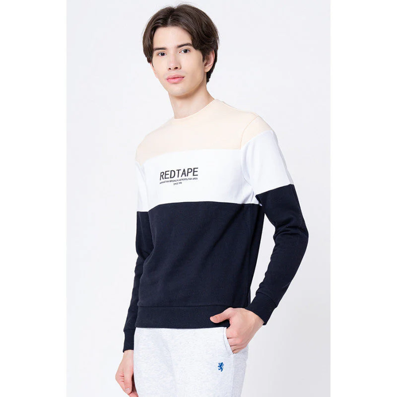 Men's Navy Color Block Sweatshirt - Image 2