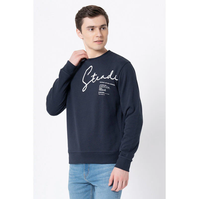 Men's Navy Graphic Print Sweatshirt - Image 2