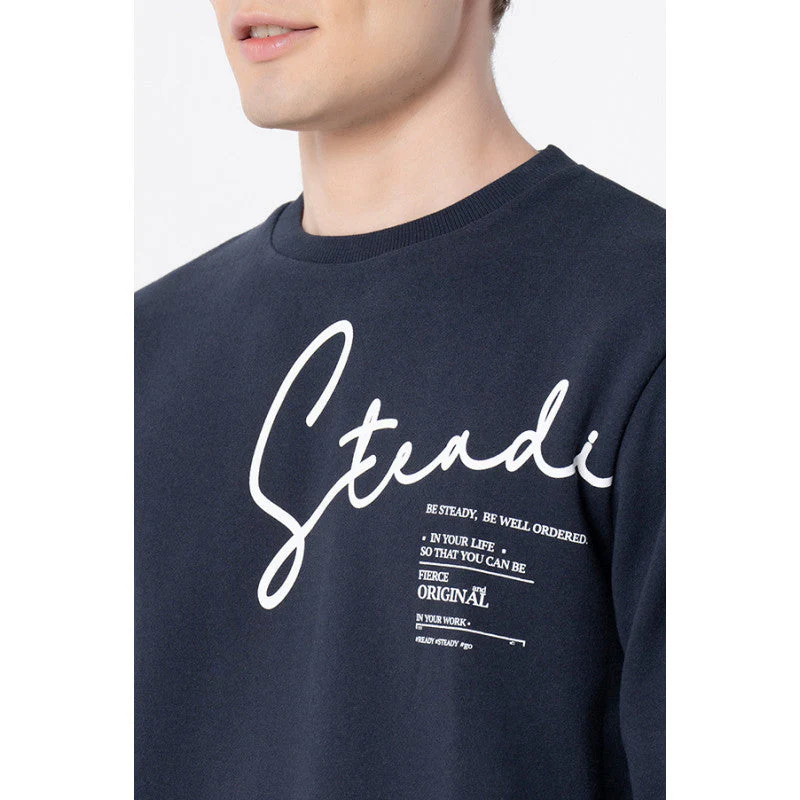 Men's Navy Graphic Print Sweatshirt - Image 4