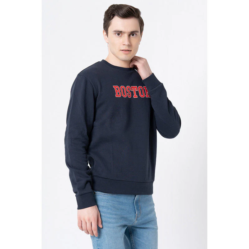 Men's Navy Graphic Print Sweatshirt - Image 2