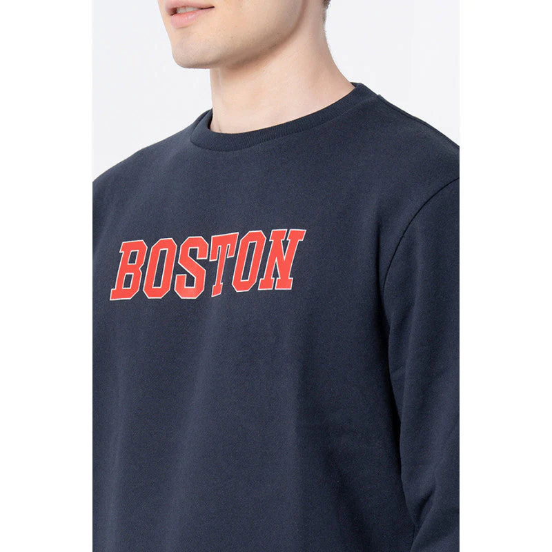 Men's Navy Graphic Print Sweatshirt - Image 4